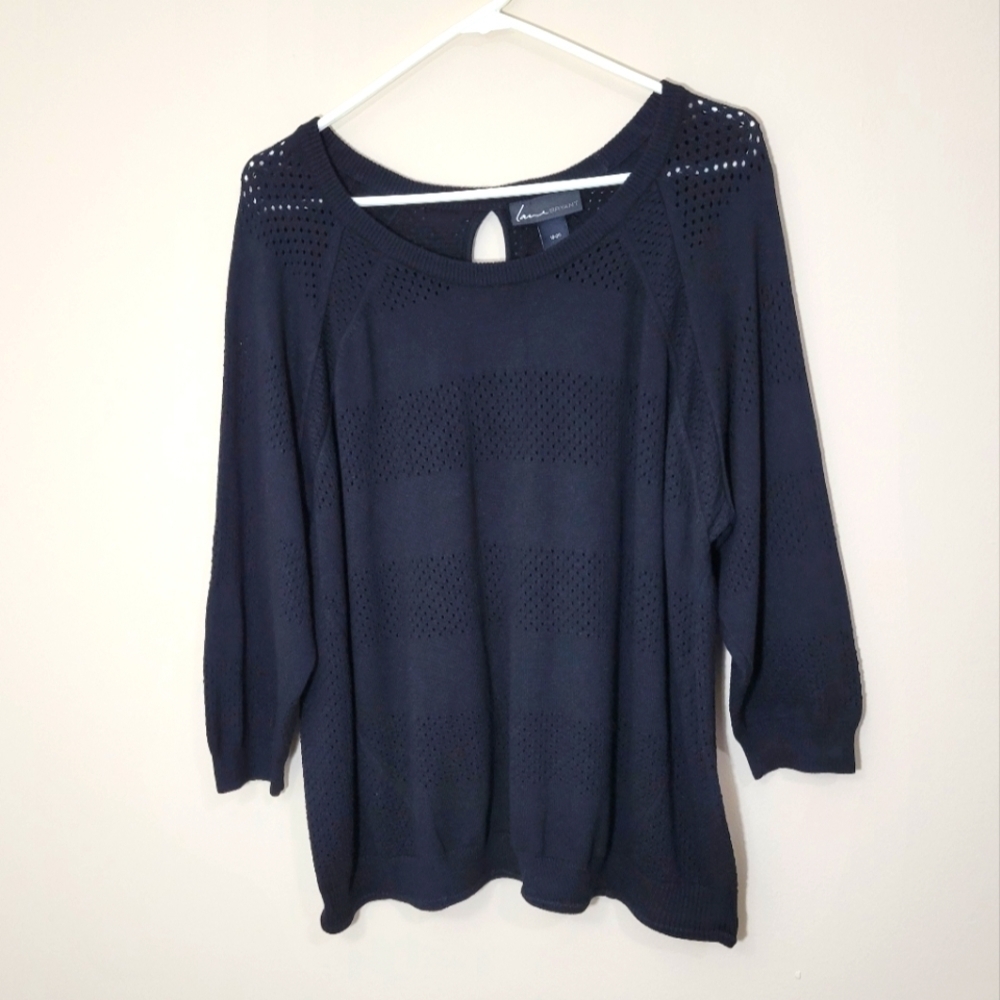 Lane Bryant Women's Open Knit Black Long Sleeve Dressy Sweater Size 18/20